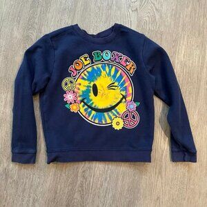 JOE BOXER Hippie Tie Dye Sweatshirt Retro Girl's Size Medium 7/8 Navy Blue